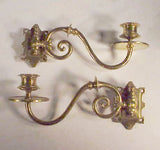 Pair antique brass wall sconces