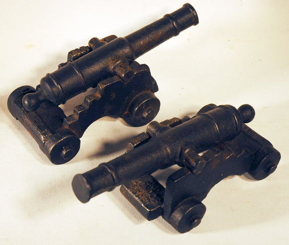 Pair antique cast iron toy cannon from Vermont