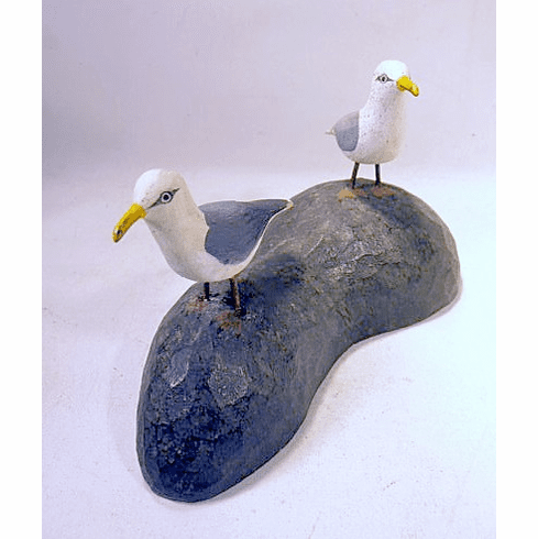 Pair carved and painted mounted SEAGULLS