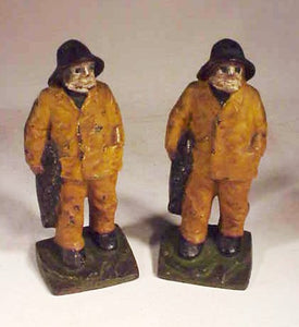 Pair of antique cast-iron OLD SALT bookends (doorstops)