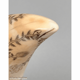 Pair of Antique Scrimshaw Teeth with Floral Designs