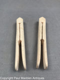 Pair of Antique Scrimshaw Whalebone Clothespins