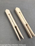 Pair of Antique Scrimshaw Whalebone Clothespins
