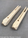 Pair of Antique Scrimshaw Whalebone Clothespins