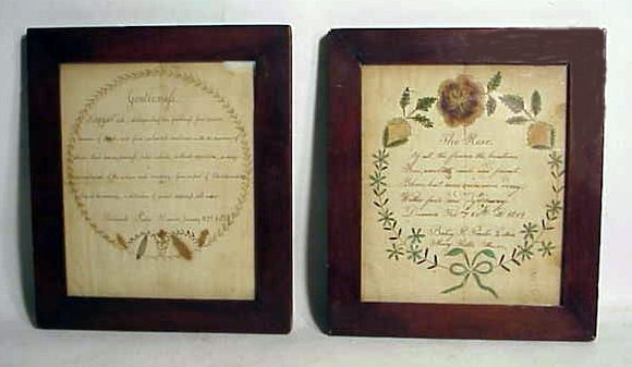 Pair of antique watercolors, Danvers 1819