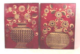 Pair of decorative stylized still life paintings.