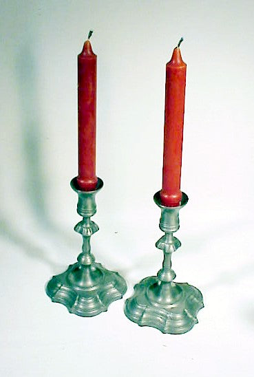 Pair of Queen Anne style pewter candlesticks