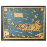 Pair of Vintage Pictorial Maps of Martha's Vineyard & Nantucket by Atherton 1937