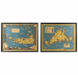 Pair of Vintage Pictorial Maps of Martha's Vineyard & Nantucket by Atherton 1937