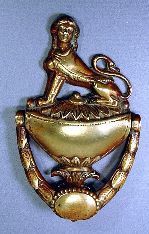 Rare 18thC brass door knocker with SPHINX