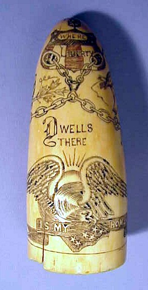 Rare American antique scrimshaw PATRIOTIC tooth