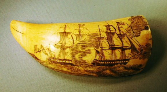 Rare and choice antique scrimshaw USS CONSTITUTION