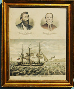 Rare and interesting whaling print  of the whaleship "Lowell"