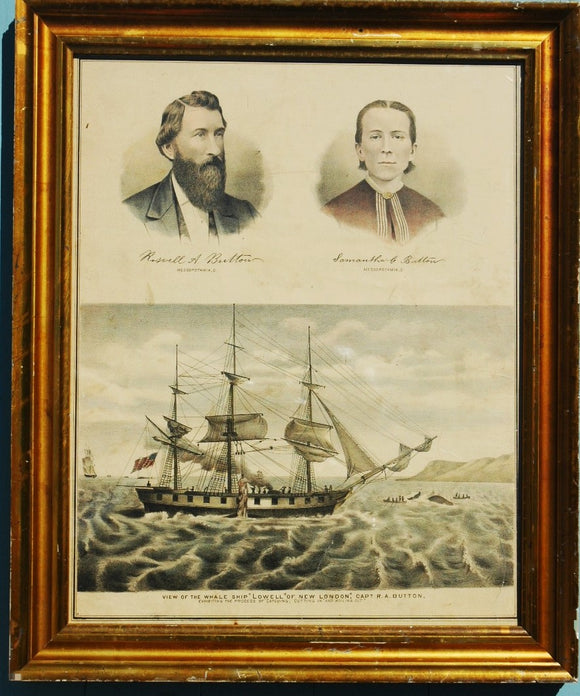 Rare and interesting whaling print  of the whaleship 