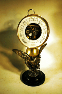 Rare antique aneroid barometer on EAGLE stand