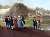 Rare antique gouache painting of Mt Vesuvius 1838