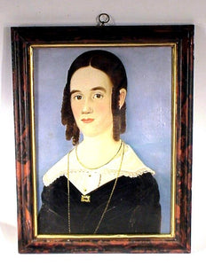 Rare antique portrait of a young lady attributed to Wm. Prior.