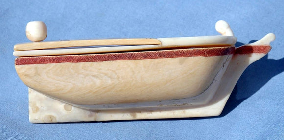 Rare antique scrimshaw SHIP PUZZLE BOX