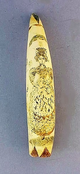 Rare antique scrimshaw tooth attributed to Moses Denning