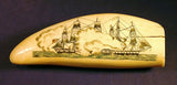 Rare antique scrimshaw tooth NAVAL ENGAGEMENT