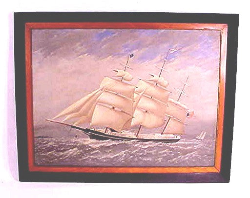 Rare oil painting ship portrait of the Frances J. by Charles Raleigh