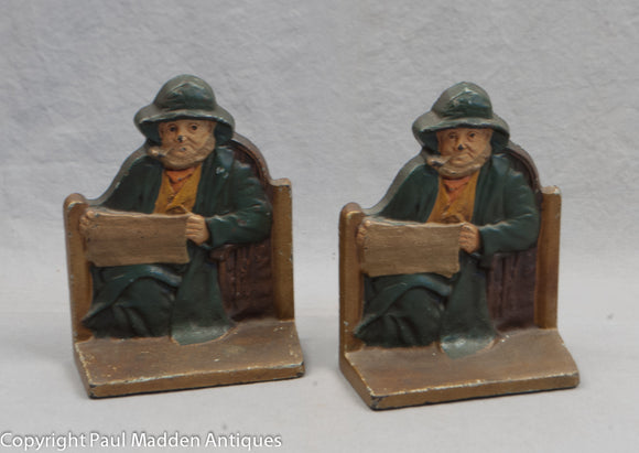 Rare Painted Cape Cod Fisherman Bookends 1928