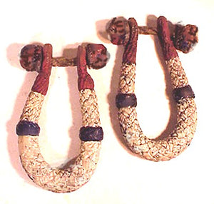 Rare pair antique American painted rope beckets