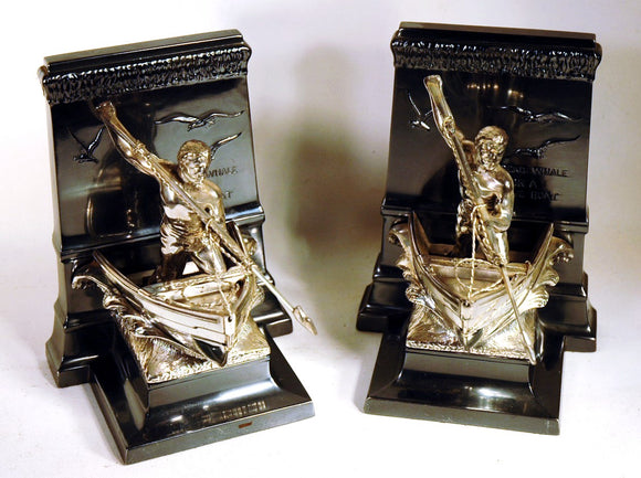 Rare silver plated harpooner bookends