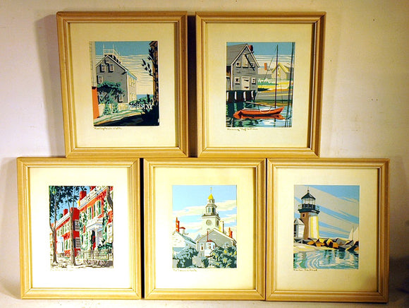 Set of five silk screen prints of Nantucket by Smith