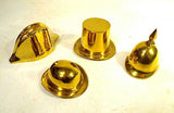 Set  of four cast brass miniature hats.