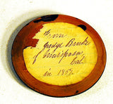 Small antique treenware covered jar 1857