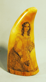 Superb antique American scrimshaw tooth Love and Cupid