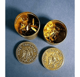 Two antique round brass desk boxes with EAGLES
