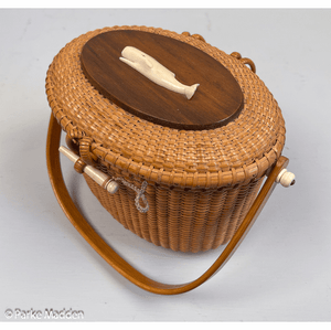 Vintage 7" Oval Nantucket Lightship Basket Purse by Paul Whitten 1972