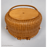 Vintage 7" Oval Nantucket Lightship Basket Purse by Paul Whitten 1972