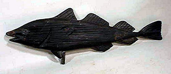 Vintage carved wooden fish weathervane