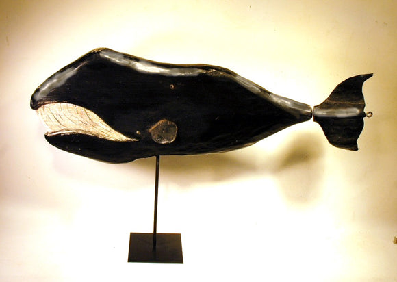 Vintage carved wooden WHALE whirligig
