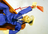Vintage cloth SAILOR in a painted wooden dory