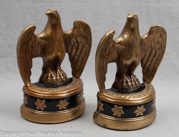 Vintage Eagle Bookends with Black Base by Marion Bronze