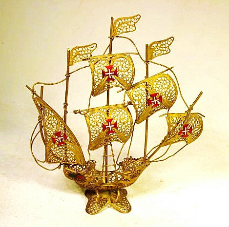 Vintage gild wire miniature ship model