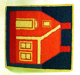 Vintage hooked panel RED HOUSE