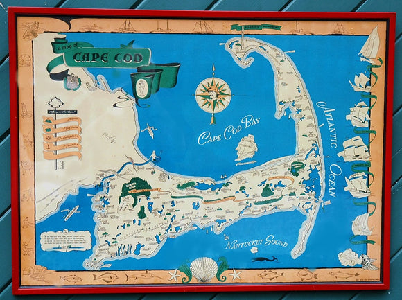 Vintage large size map of CAPE COD
