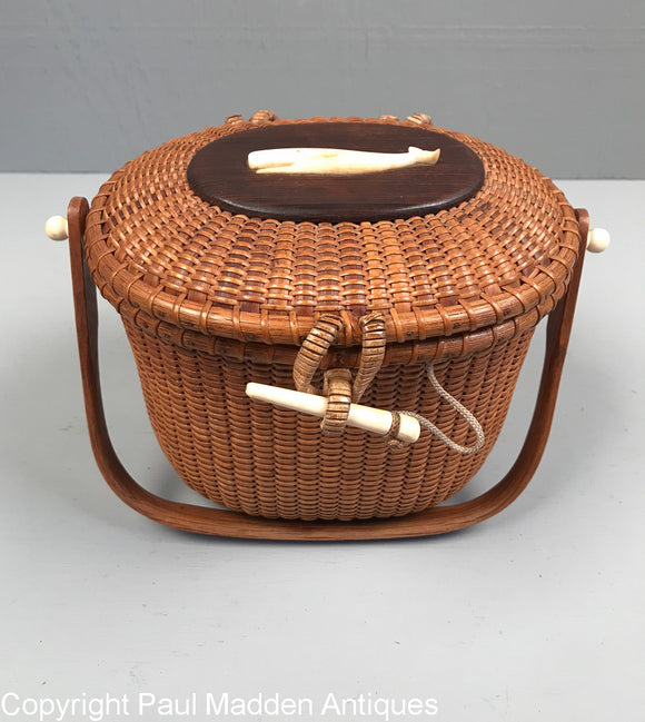 Vintage Nantucket Lightship Basket Purse by Sherwin Boyer