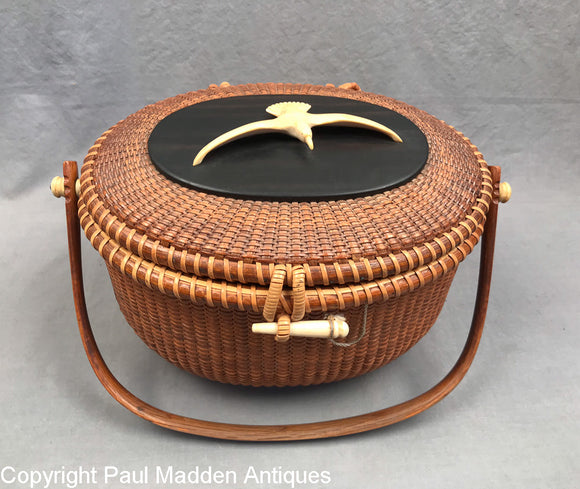 Vintage Nantucket Lightship Basket Purse by The Wooden Jug 1965