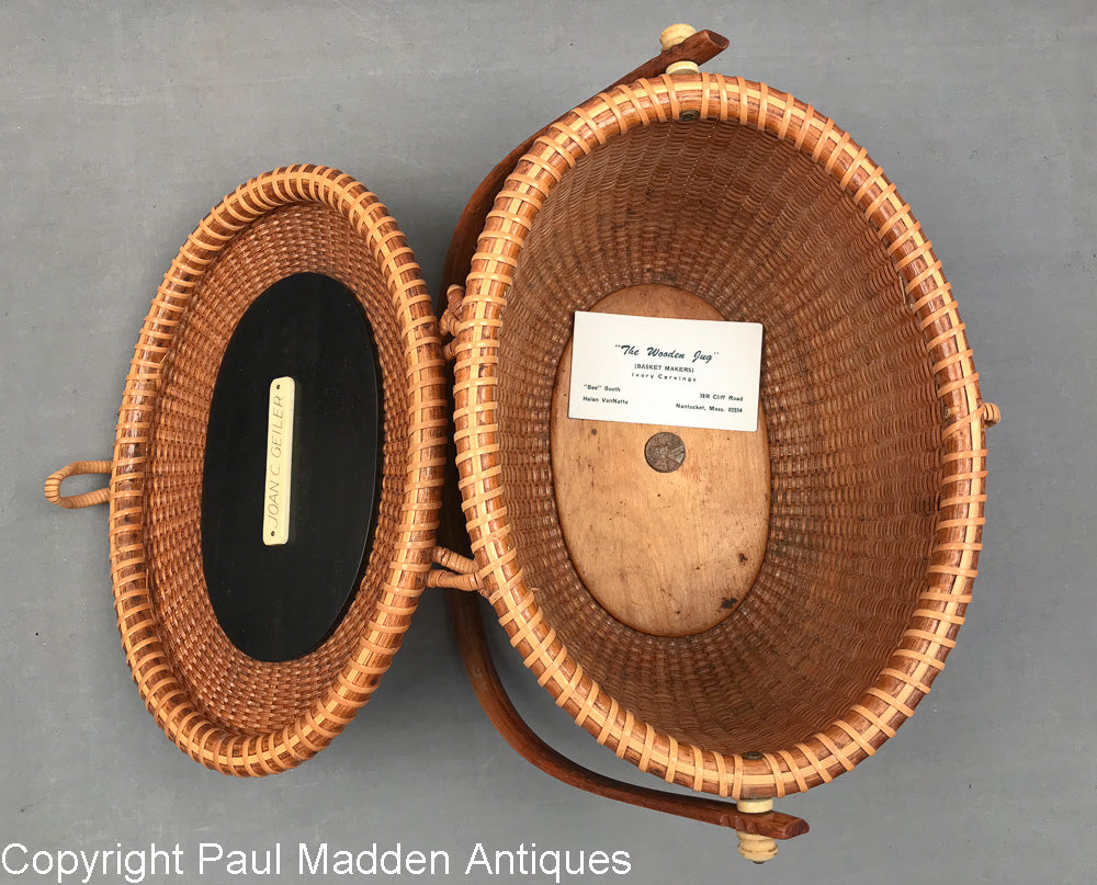 Vintage Nantucket Lightship Basket Purse by The Wooden Jug 1965 Paul Madden Antiques