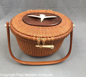 Vintage Nantucket Lightship Basket Purse by The Wooden Jug 1972