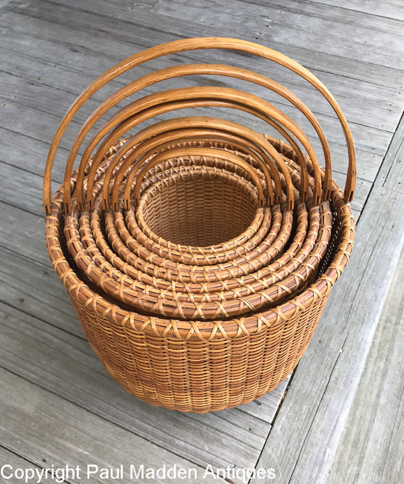 Vintage Nest of 8 Nantucket Lightship Baskets by Irving Burnside