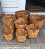 Vintage Nest of 8 Nantucket Lightship Baskets by Irving Burnside