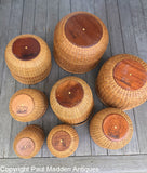 Vintage Nest of 8 Nantucket Lightship Baskets by Irving Burnside