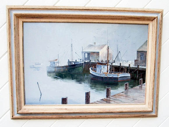 Vintage oil on canvas of MISTY HARBOR by BEN NEILL